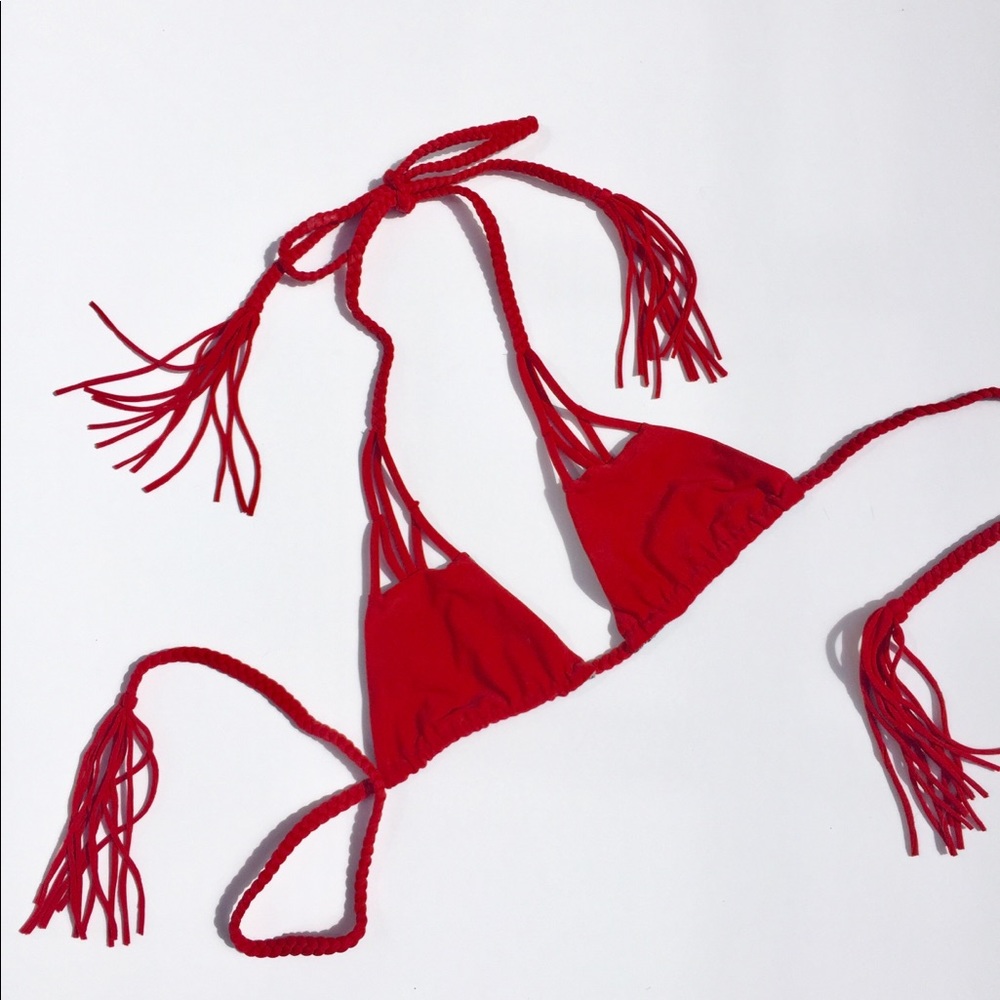 Acacia Red Triangle Bikini Top